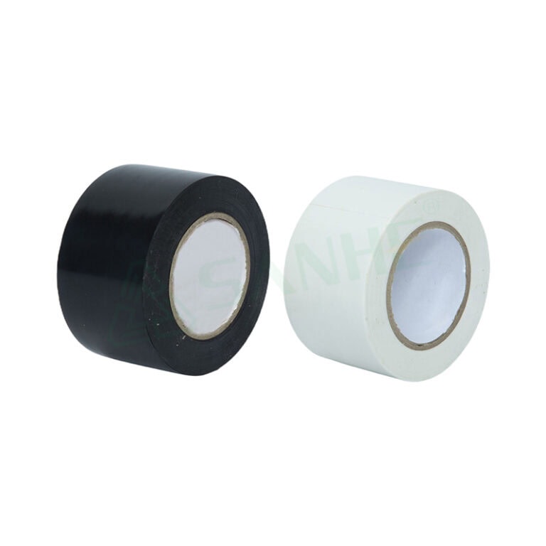 Black and white PVC electrical tape rolls for insulation and wiring applications, ideal for electrical work and repairs.